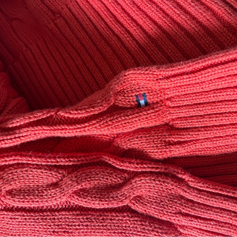 Vintage Tommy Hilfiger Hoodie Cable knit Cable Sweater 2000s Y2K 90s Orange L - Picture 9 of 9